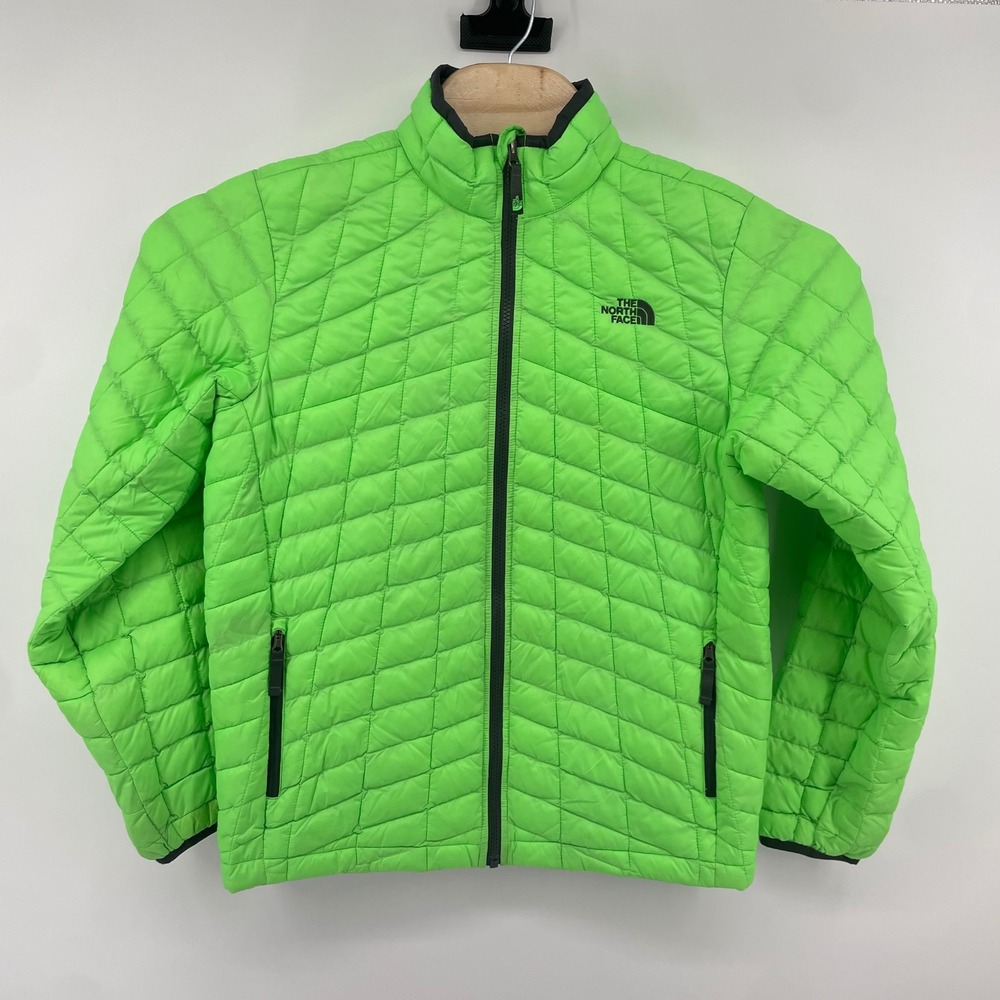 The North Face Thermoball Jacket Boys XL 18/20 Neon Green Quilted Puffer Zip